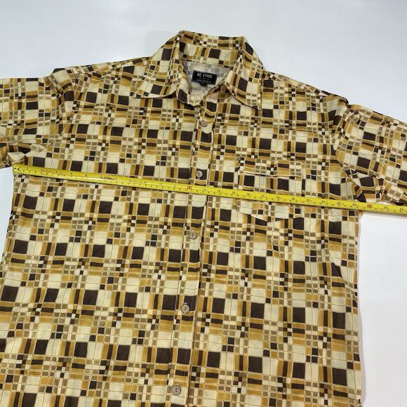 BC Ethic Men’s Lounge Club Shirt Lg Textured Shine Casual Windowpane Button - Picture 5 of 6